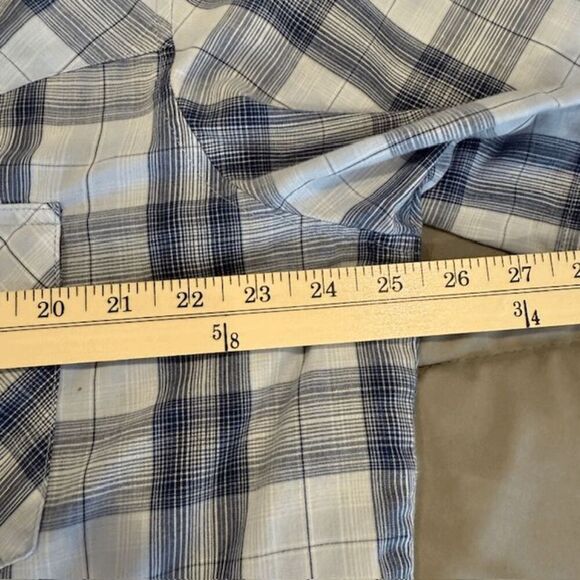 Wrangler Vintage Pearl Snap Short Sleeve Blue Plaid Shirt Front Pockets Size 2XL - Picture 6 of 8